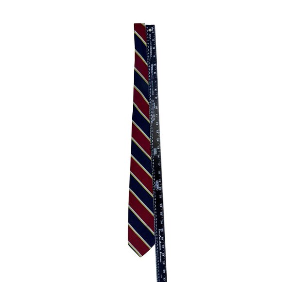 Brooks Brothers Mens Red & Navy Silk Striped Necktie Classic Style - Picture 6 of 7